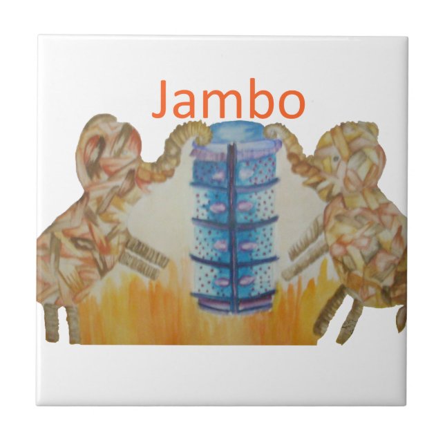 Jambo Jumbo Afrikanische Kinder Elefanten Kunstdru Fliese (Vorderseite)