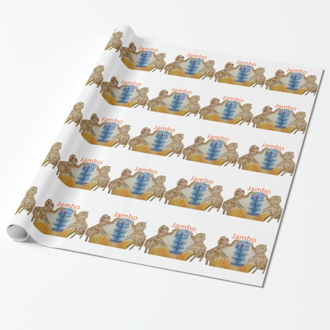 Jambo Jumbo Afrikanische Kinder Elefanten Kunstdru Geschenkpapier (Ungerollt)