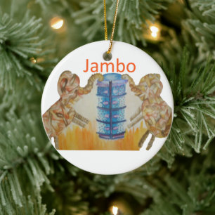 Jambo Jumbo Afrikanische Kinder Elefanten Kunstdru Keramikornament