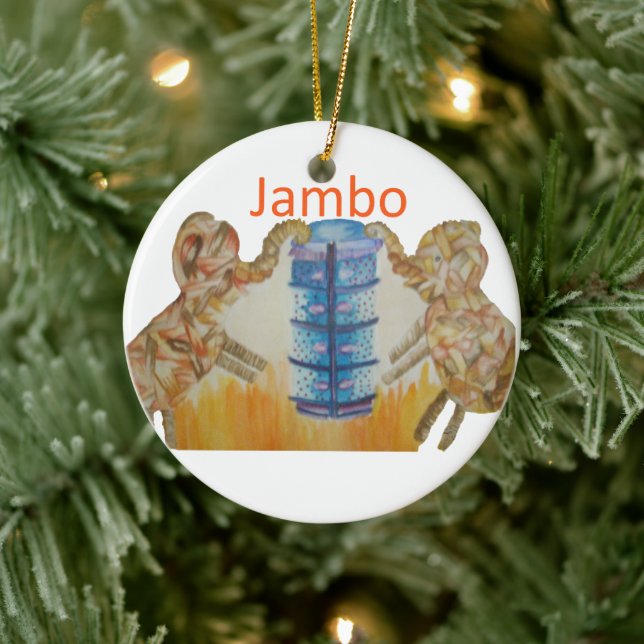 Jambo Jumbo Afrikanische Kinder Elefanten Kunstdru Keramikornament (Baum)