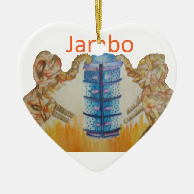 Jambo Jumbo Afrikanische Kinder Elefanten Kunstdru Keramikornament (Vorne)