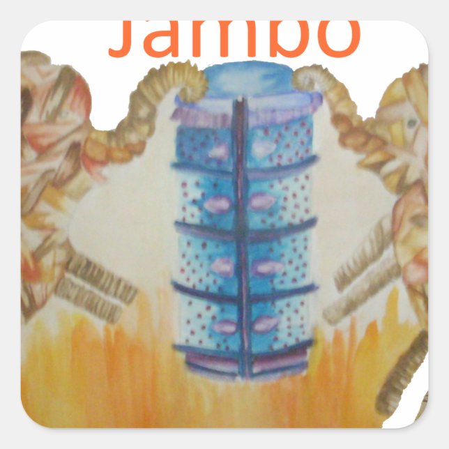 Jambo Jumbo Afrikanische Kinder Elefanten Kunstdru Quadratischer Aufkleber (Vorderseite)