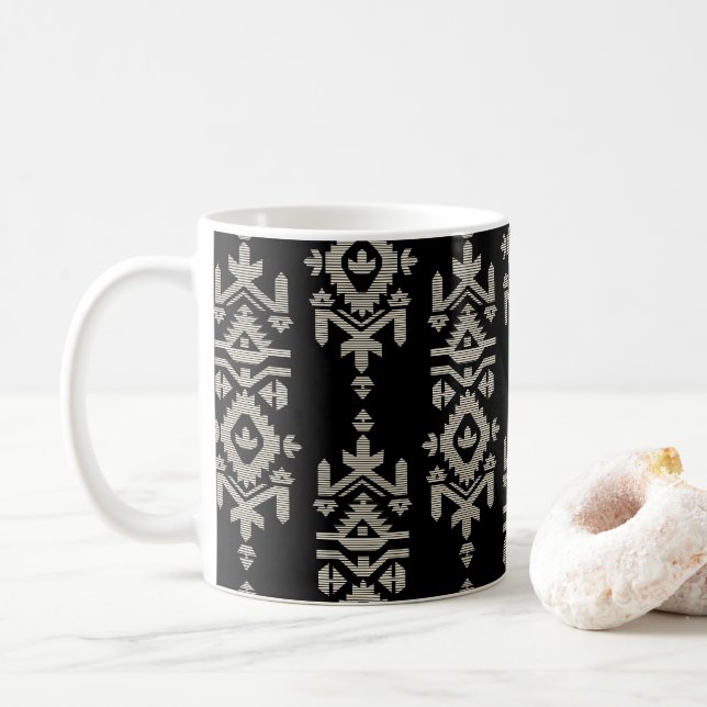 Jamdani Print Folk Pattern Kaffeetasse (Mit Donut)