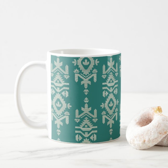 Jamdani Print Folk Pattern Kaffeetasse (Mit Donut)