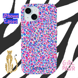 Jameela Cheetah Leopard Animal Print Pink Blue Case-Mate iPhone Hülle