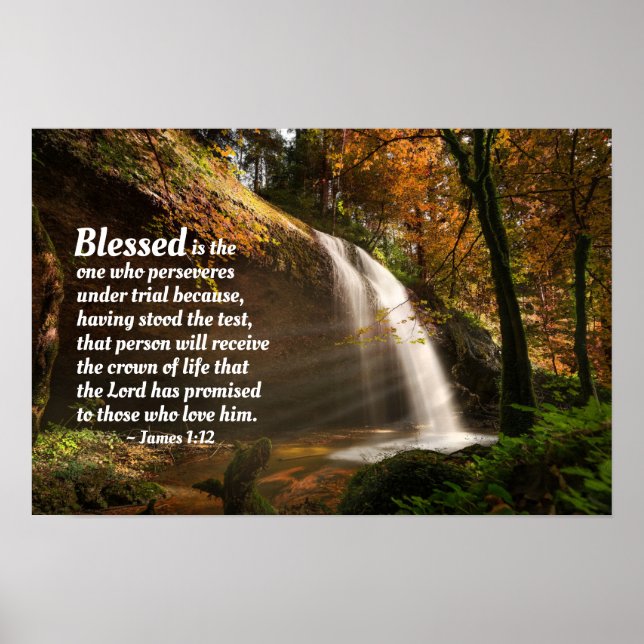 James 1:12 Gesegnet ist derjenige, der die Bibel b Poster (Vorne)