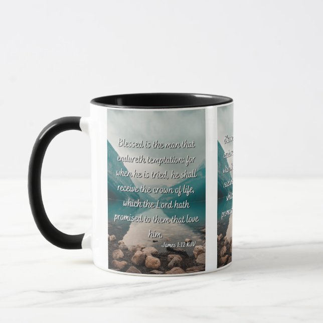 James 1:12 KJV Bible Verse Zwei-Tone-Tasse Tasse (Links)