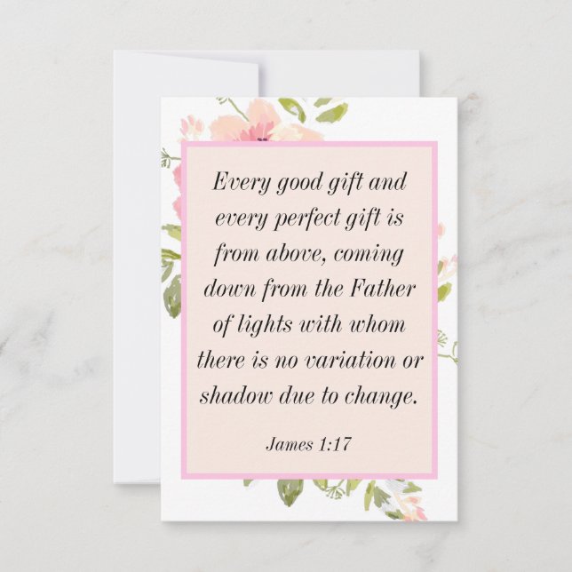 James 1:17 Bibelverse über den Segen der Blumenkar Einladung (Vorderseite)