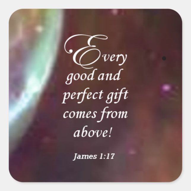 James 1:17 quadratischer aufkleber (Vorderseite)
