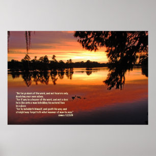 James 1:22-24 Scripture Print Poster