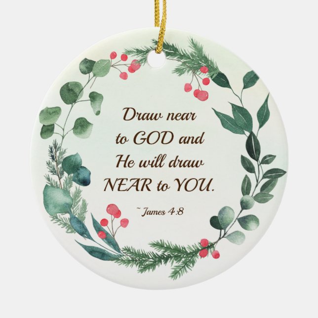 James 4:8 Zeichnete in der Nähe des Weihnachtskrie Keramik Ornament (Vorne)