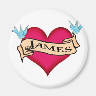 James - Benutzerdefinierte Herz-Tattoo-T-Shirts &  Magnet