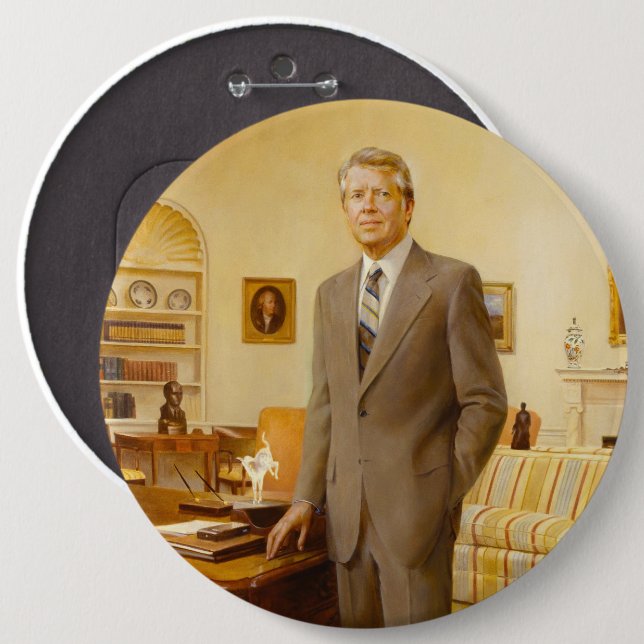James Earl Carter Painted US-Präsident Portrait Button (Vorne & Hinten)