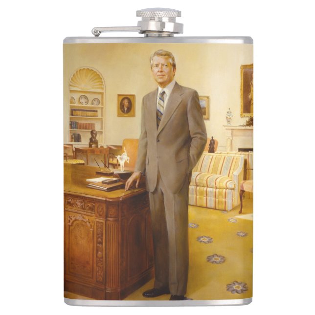 James Earl Carter Painted US-Präsident Portrait Flachmann (Vorderseite)