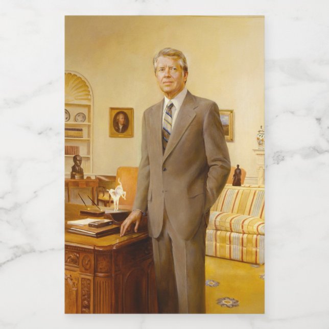 James Earl Carter Painted US-Präsident Portrait Lebensmitteletikett (Einzelnes Label)
