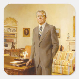 James Earl Carter Painted US-Präsident Portrait Quadratischer Aufkleber