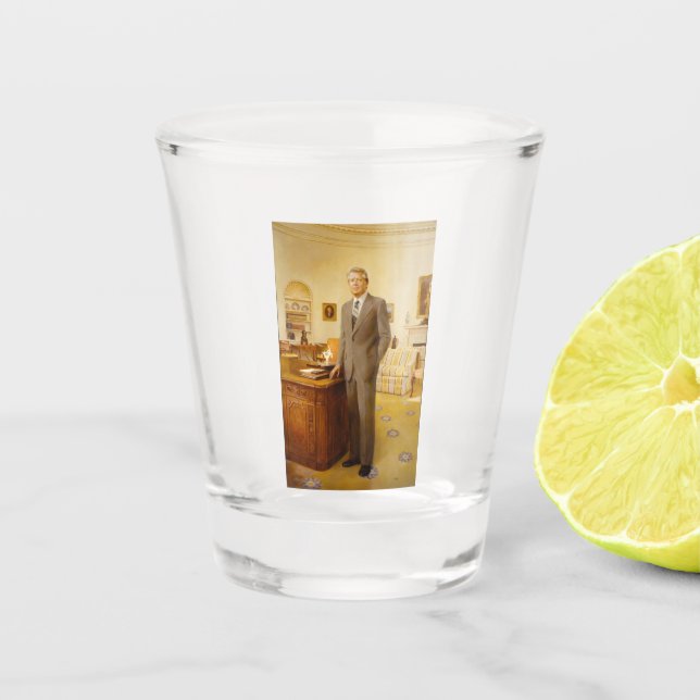 James Earl Carter Painted US-Präsident Portrait Schnapsglas (Vorderseite)