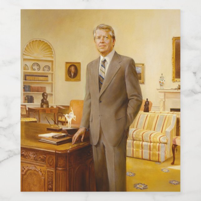 James Earl Carter Painted US-Präsident Portrait Weinetikett (Einzelnes Label)