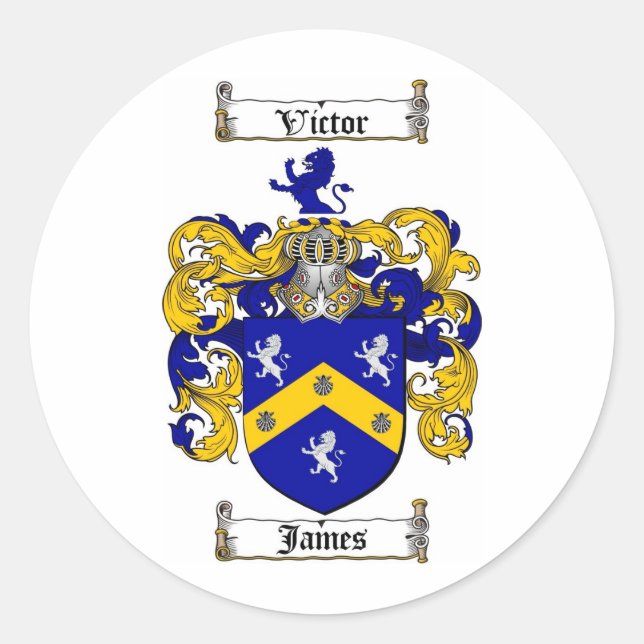 JAMES-FAMILIENWAPPEN - WAFFENSCHUTZMUSTER RUNDER AUFKLEBER (Vorderseite)