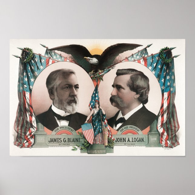 James G. Blaine et John A. Logan Affiche électoral (Devant)