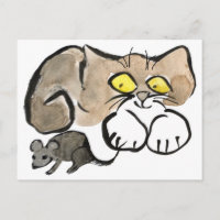 James hat eine Maus nach ihrem Schwanz