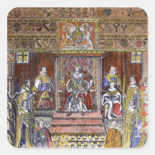 James I von England am Gericht, Quadratischer Aufkleber
