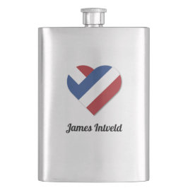 James Intveld mit niederländischer Herzflagge Flachmann