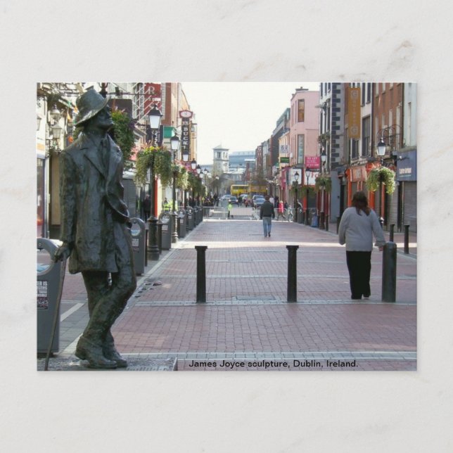 James Joyce Irish Autor Skulptur, Dublin Irland Postkarte (Vorderseite)