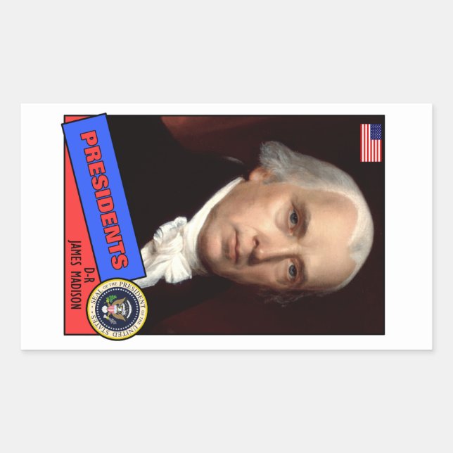 James Madison Baseball Card Rechteckiger Aufkleber (Vorderseite)
