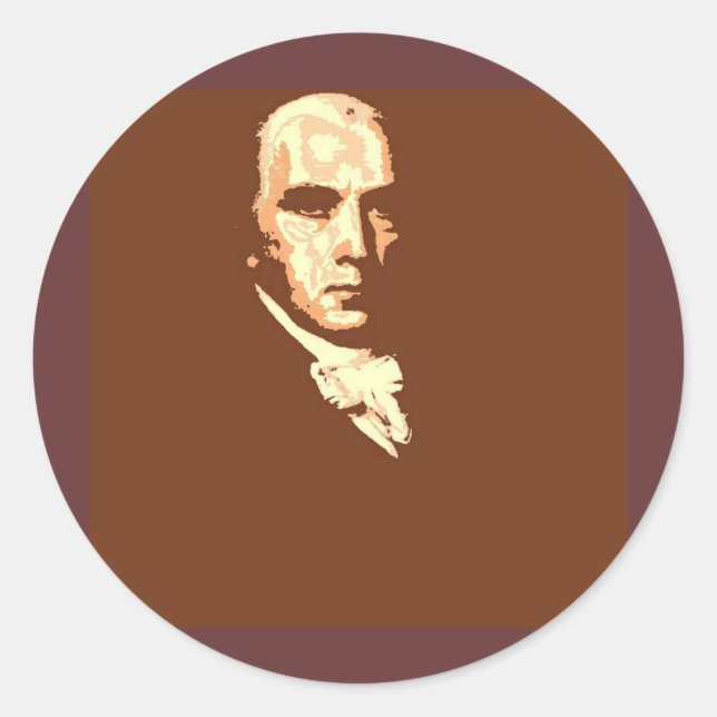 James Madison Runder Aufkleber (Vorderseite)