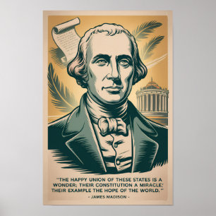James Madison Vierter Präsident Illustration Retro Poster