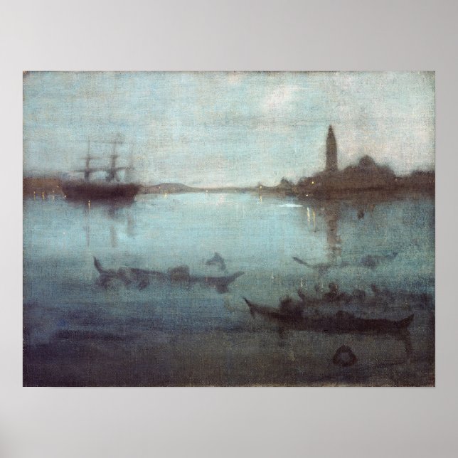 James McNeil Whistler Nocturne in Blau und Silber Poster (Vorne)