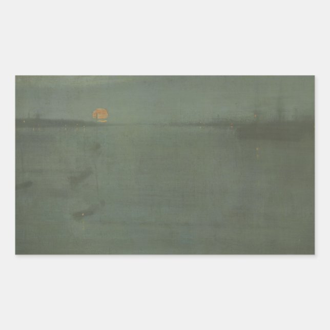 James McNeill Whistler - Nocturne- Blue and Gold Rechteckiger Aufkleber (Vorderseite)