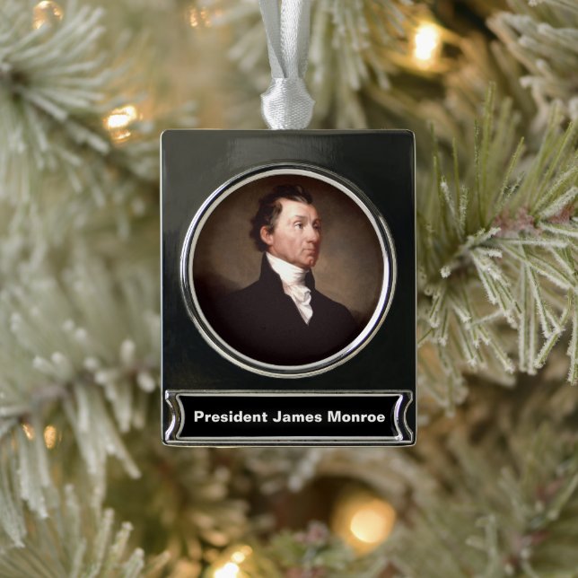 James Monroe Portrait, früherer amerikanischer Prä Banner-Ornament Silber (Baum)
