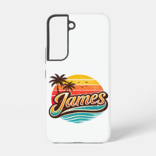 James Retro Sonnenuntergang Tropisches Namensdesig Samsung Galaxy Hülle