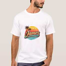 James Retro Sonnenuntergang Tropisches Namensdesig T-Shirt