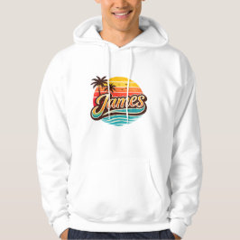 James Retro Sunset Tropical Name Design Hoodie