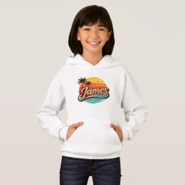 James Retro Sunset Tropical Name Design Hoodie