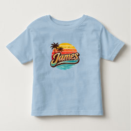 James Retro Sunset Tropical Name Design Kleinkind T-shirt