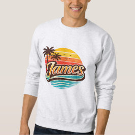 James Retro Sunset Tropical Name Design Sweatshirt