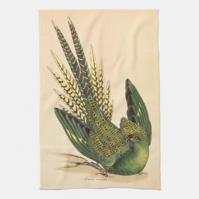 James Sowerby Ground Parrot, Psittacus terrestris Geschirrtuch (Vertikal)