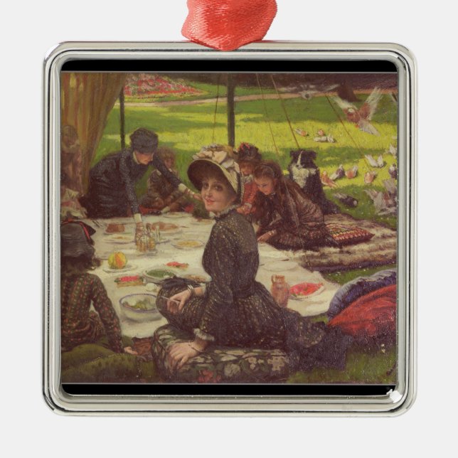 James Tissot | das Picknick, c.1881-2 Silbernes Ornament (Vorne)
