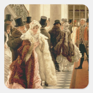 James Tissot Die Mode-Frau , 1883-5 Quadratischer Aufkleber