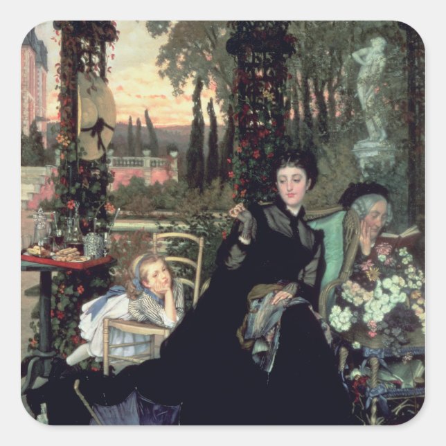 James Tissot The Widow | 1868 Quadratischer Aufkleber (Vorderseite)