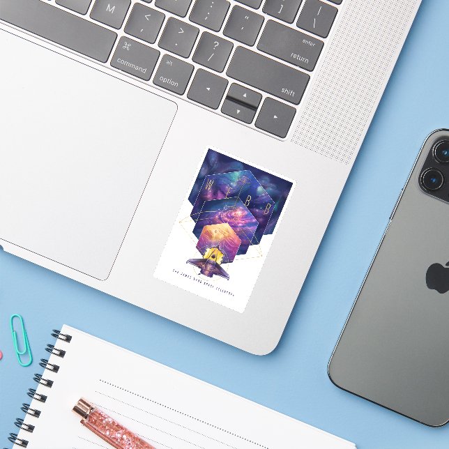 James Webb Space Telescope Poster. Aufkleber (Laptop mit iPhone)