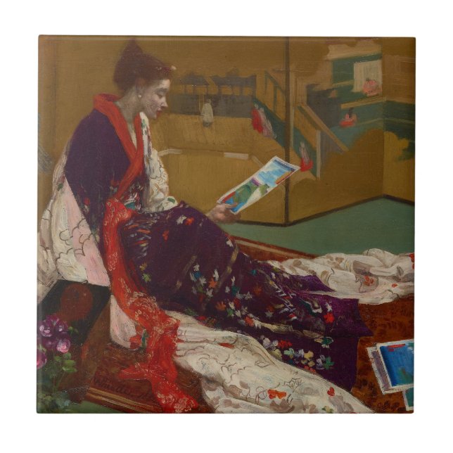 James Whistler - Caprice in Lila und Gold Fliese (Vorderseite)