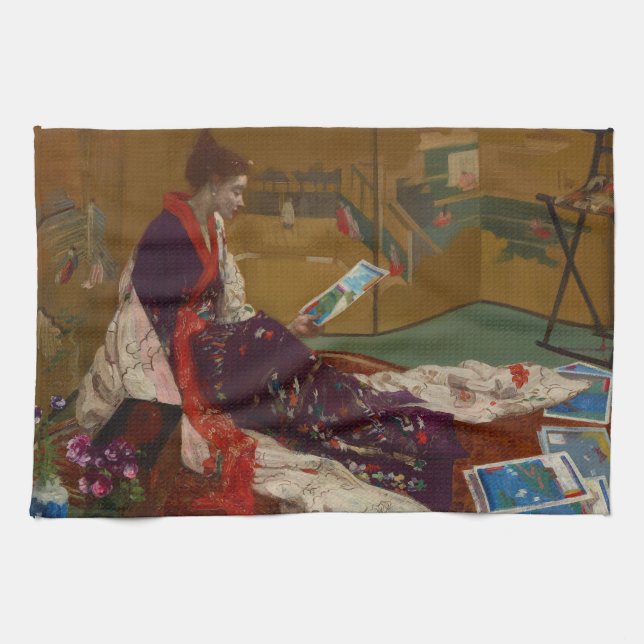 James Whistler - Caprice in Lila und Gold Geschirrtuch (Horizontal)