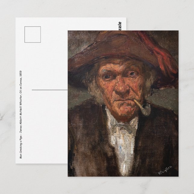 James Whistler - Man raucht ein Stück Postkarte (Vorne/Hinten)