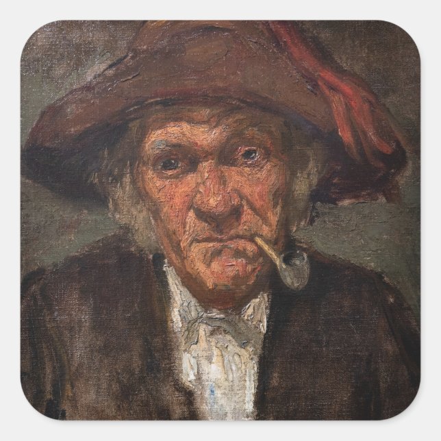 James Whistler - Man raucht ein Stück Quadratischer Aufkleber (Vorderseite)