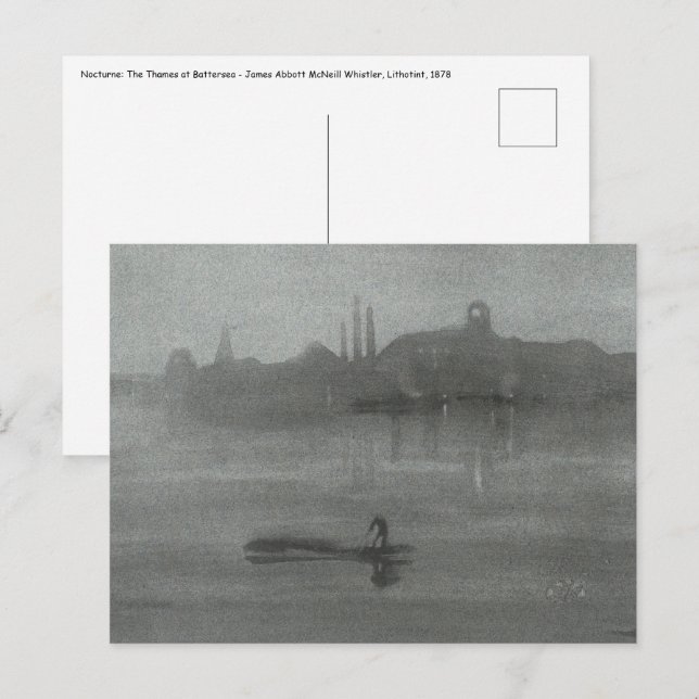 James Whistler - Nocturne: Die Themse bei Batterse Postkarte (Vorne/Hinten)
